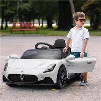 MACCHINA PER BAMBINI MASERATI MC20 GUIDA MANUALE TELECOMANDO E FARI LED ETÀ 3-6 ANNI BIANCO