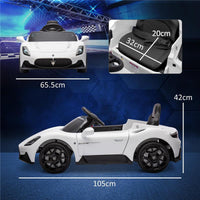 MACCHINA PER BAMBINI MASERATI MC20 GUIDA MANUALE TELECOMANDO E FARI LED ETÀ 3-6 ANNI BIANCO