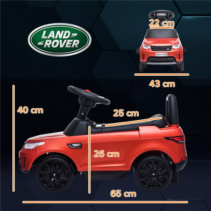 MACCHINA PER BAMBINI CON LICENZA LAND ROVER 6V FUNZIONAMENTO ELETTRICO E A SPINTA VELOCITÀ 3KM/H ROSSO