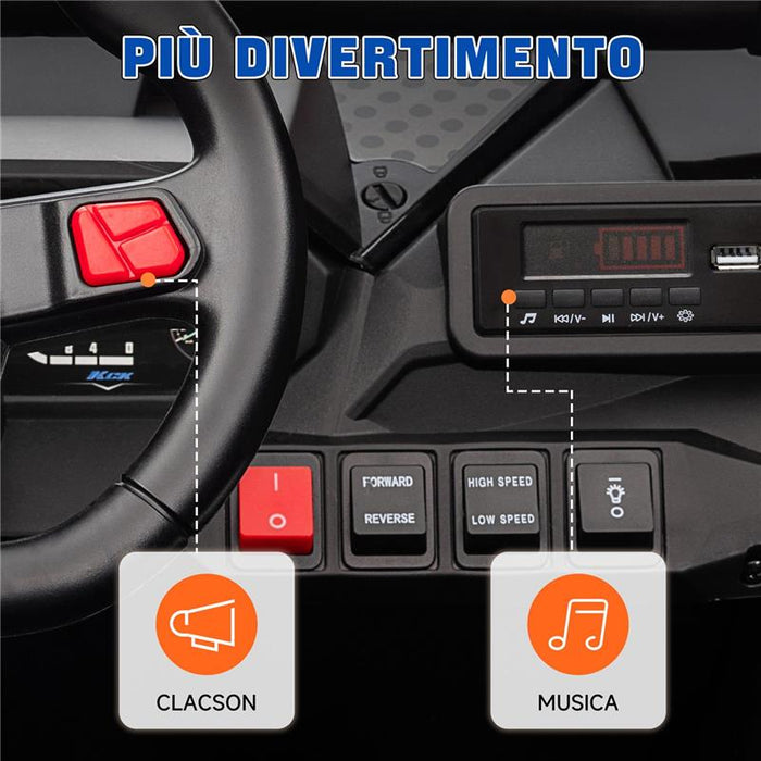 MACCHINA ELETTRICA PER BAMBINI 3-8 ANNI 24V CON GUIDA MANUALE E TELECOMANDO VELOCITÀ 5-7KM/H BLU