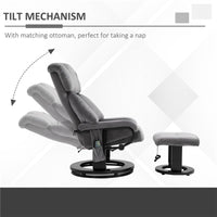 POLTRONA MASSAGGIANTE RECLINABILE CON POGGIAPIEDI E TELECOMANDO IN FINTA PELLE PU 76X80X102 CM GRIGIO