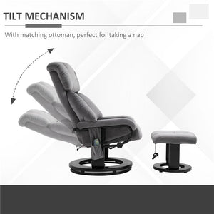 POLTRONA MASSAGGIANTE RECLINABILE CON POGGIAPIEDI E TELECOMANDO IN FINTA PELLE PU 76X80X102 CM GRIGIO