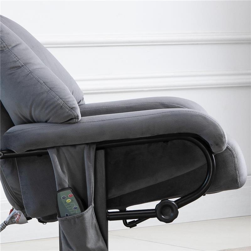 POLTRONA MASSAGGIANTE RECLINABILE CON POGGIAPIEDI E TELECOMANDO IN FINTA PELLE PU 76X80X102 CM GRIGIO