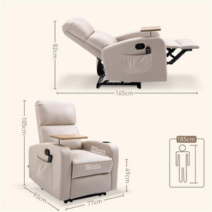 POLTRONA MASSAGGIANTE E RECLINABILE CON POGGIAPIEDI E TELECOMANDO IN MICROFIBRA 77X93X105 CM BEIGE