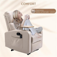 POLTRONA MASSAGGIANTE E RECLINABILE CON POGGIAPIEDI E TELECOMANDO IN MICROFIBRA 77X93X105 CM BEIGE