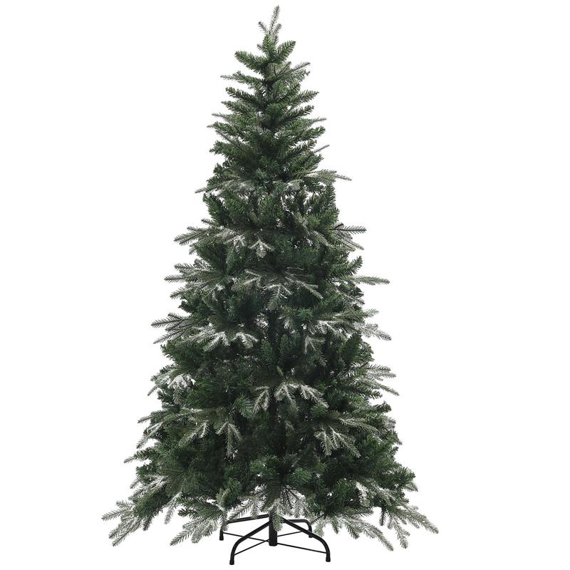 ALBERO DI NATALE INNEVATO CON 850 RAMI E DESIGN A SEZIONI IN PLASTICA E ACCIAIO  Ø 110X180 CM VERDE