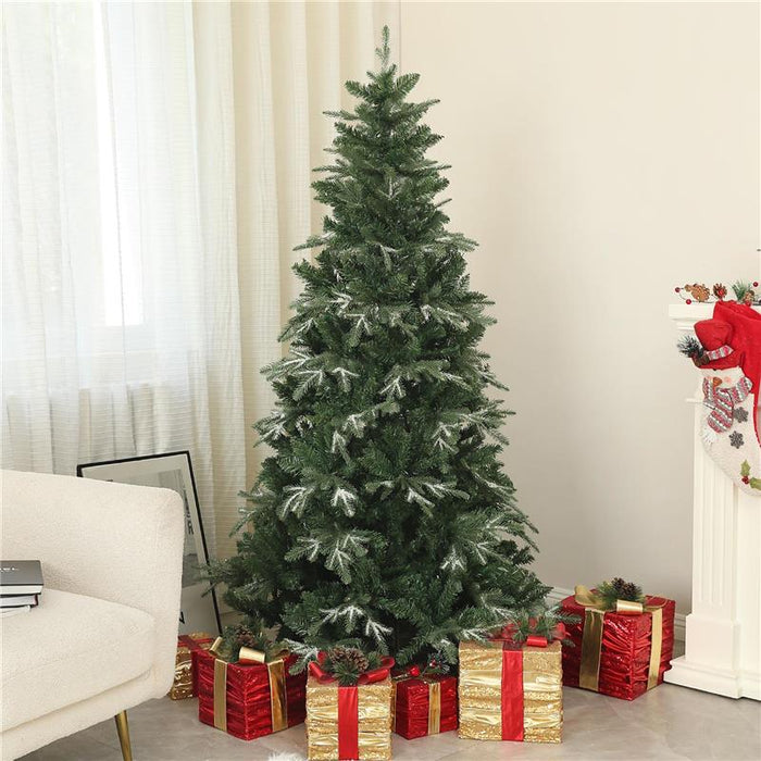 ALBERO DI NATALE INNEVATO CON 850 RAMI E DESIGN A SEZIONI IN PLASTICA E ACCIAIO  Ø 110X180 CM VERDE