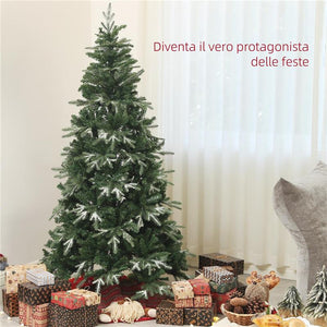 ALBERO DI NATALE INNEVATO CON 850 RAMI E DESIGN A SEZIONI IN PLASTICA E ACCIAIO  Ø 110X180 CM VERDE