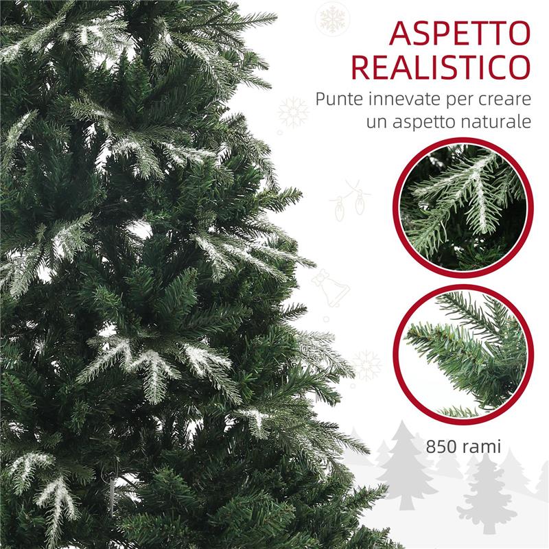 ALBERO DI NATALE INNEVATO CON 850 RAMI E DESIGN A SEZIONI IN PLASTICA E ACCIAIO  Ø 110X180 CM VERDE