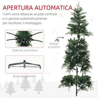 ALBERO DI NATALE INNEVATO CON 850 RAMI E DESIGN A SEZIONI IN PLASTICA E ACCIAIO  Ø 110X180 CM VERDE