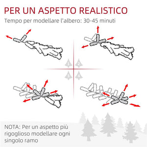 ALBERO DI NATALE INNEVATO CON 850 RAMI E DESIGN A SEZIONI IN PLASTICA E ACCIAIO  Ø 110X180 CM VERDE