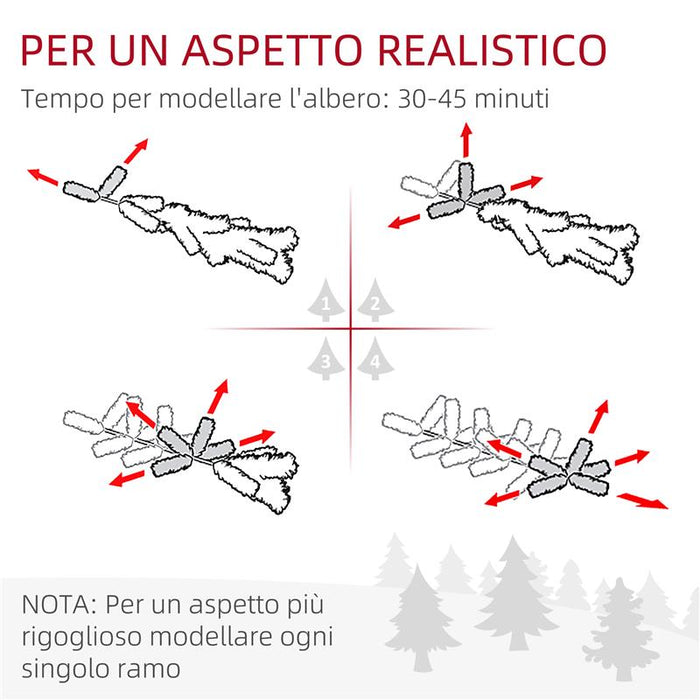 ALBERO DI NATALE INNEVATO CON 850 RAMI E DESIGN A SEZIONI IN PLASTICA E ACCIAIO  Ø 110X180 CM VERDE