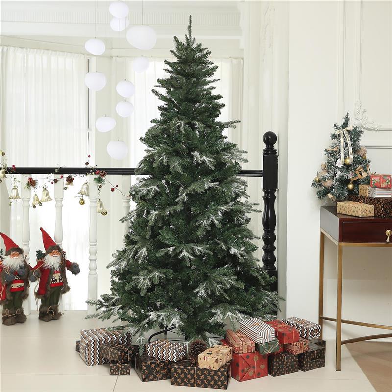 ALBERO DI NATALE INNEVATO CON 850 RAMI E DESIGN A SEZIONI IN PLASTICA E ACCIAIO  Ø 110X180 CM VERDE
