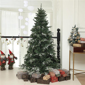 ALBERO DI NATALE INNEVATO CON 850 RAMI E DESIGN A SEZIONI IN PLASTICA E ACCIAIO  Ø 110X180 CM VERDE