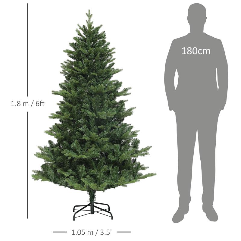 ALBERO DI NATALE ARTIFICIALE ALTO 180 CM CON 818 RAMI E BASE IN ACCIAIO PER INTERNI VERDE