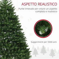 ALBERO DI NATALE ARTIFICIALE DA 195 CM CON 1838 RAMI CON BASE IN ACCIAIO PER INTERNI VERDE