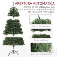 ALBERO DI NATALE ARTIFICIALE DA 195 CM CON 1838 RAMI CON BASE IN ACCIAIO PER INTERNI VERDE