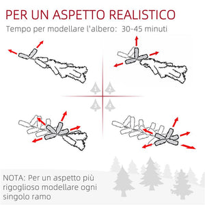 ALBERO DI NATALE ARTIFICIALE DA 195 CM CON 1838 RAMI CON BASE IN ACCIAIO PER INTERNI VERDE