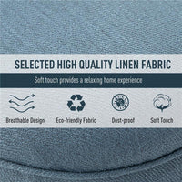 POLTRONA PER SALOTTO IMBOTTITA CON CUSCINO IN TESSUTO EFFETTO LINO E LEGNO 52.5X69X77 CM BLU