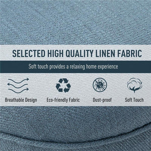 POLTRONA PER SALOTTO IMBOTTITA CON CUSCINO IN TESSUTO EFFETTO LINO E LEGNO 52.5X69X77 CM BLU