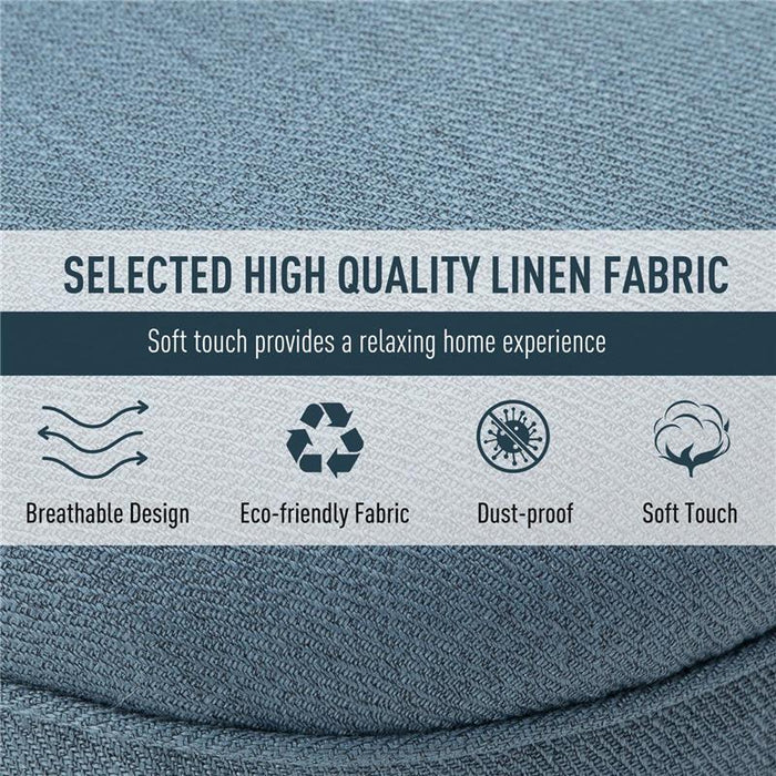 POLTRONA PER SALOTTO IMBOTTITA CON CUSCINO IN TESSUTO EFFETTO LINO E LEGNO 52.5X69X77 CM BLU