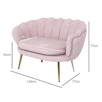 DIVANETTO 2 POSTI IN STILE INDUSTRIAL CHIC IN TESSUTO EFFETTO VELLUTO E METALLO 130X77X77 CM ROSA