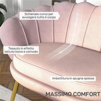 DIVANETTO 2 POSTI IN STILE INDUSTRIAL CHIC IN TESSUTO EFFETTO VELLUTO E METALLO 130X77X77 CM ROSA