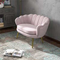 DIVANETTO 2 POSTI IN STILE INDUSTRIAL CHIC IN TESSUTO EFFETTO VELLUTO E METALLO 130X77X77 CM ROSA