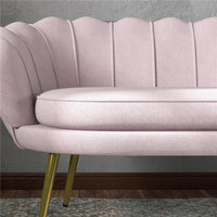 DIVANETTO 2 POSTI IN STILE INDUSTRIAL CHIC IN TESSUTO EFFETTO VELLUTO E METALLO 130X77X77 CM ROSA