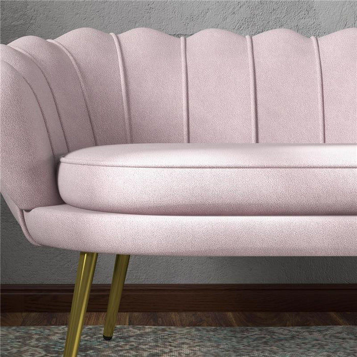 DIVANETTO 2 POSTI IN STILE INDUSTRIAL CHIC IN TESSUTO EFFETTO VELLUTO E METALLO 130X77X77 CM ROSA