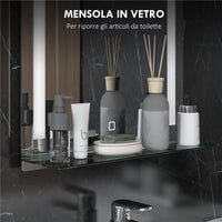 SPECCHIO PER BAGNO CON LUCE LED REGOLABILE A 3 COLORI E MENSOLA IN VETRO 50X12X70 CM ARGENTO