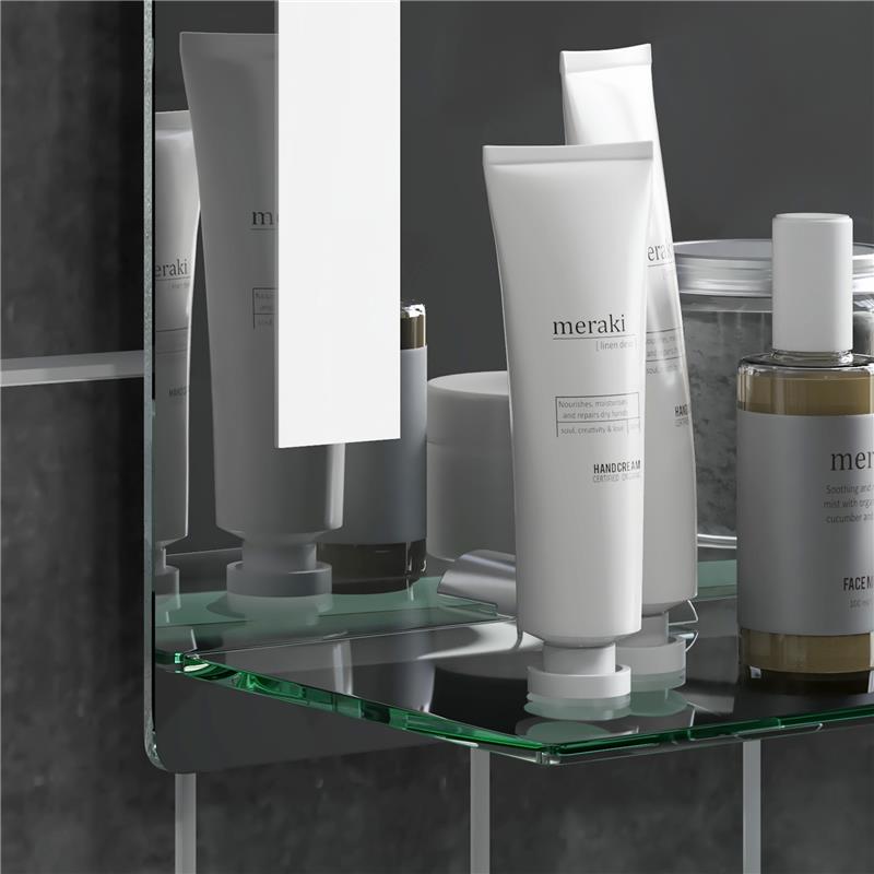 SPECCHIO PER BAGNO CON LUCE LED REGOLABILE A 3 COLORI E MENSOLA IN VETRO 50X12X70 CM ARGENTO