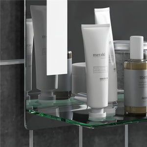 SPECCHIO PER BAGNO CON LUCE LED REGOLABILE A 3 COLORI E MENSOLA IN VETRO 50X12X70 CM ARGENTO