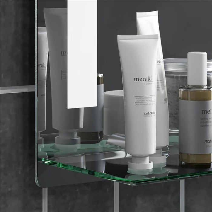 SPECCHIO PER BAGNO CON LUCE LED REGOLABILE A 3 COLORI E MENSOLA IN VETRO 50X12X70 CM ARGENTO