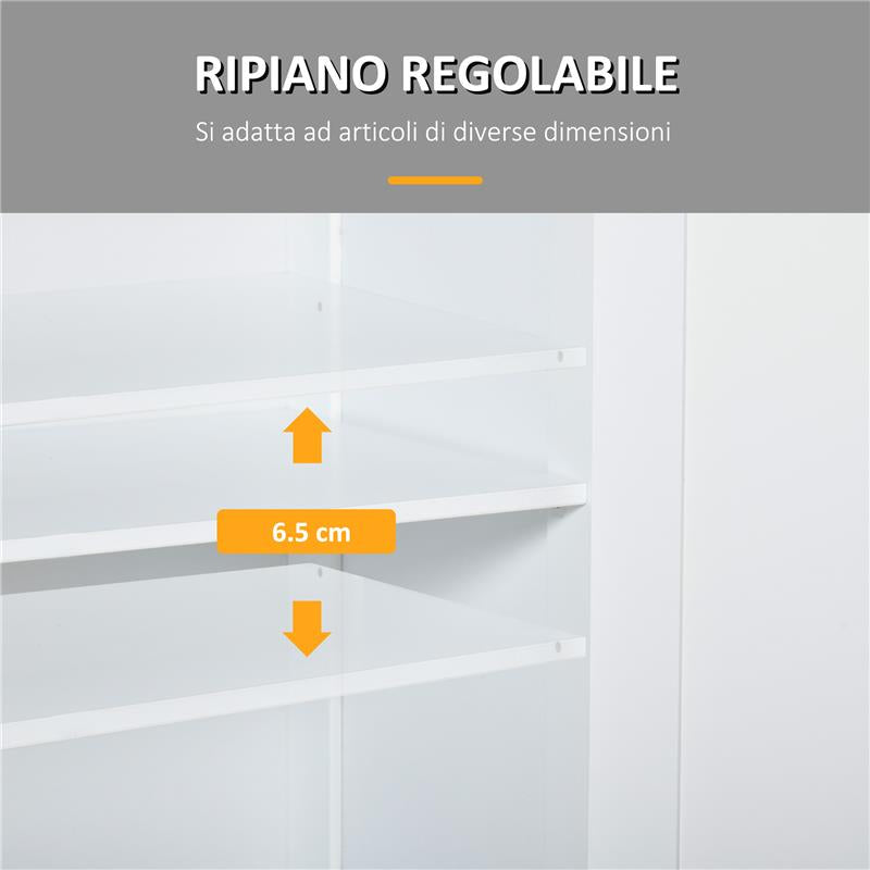 MOBILE BAGNO A 2 ANTE CON RIPIANO REGOLABILE E 2 CASSETTI IN LEGNO 60X30X75 CM BIANCO