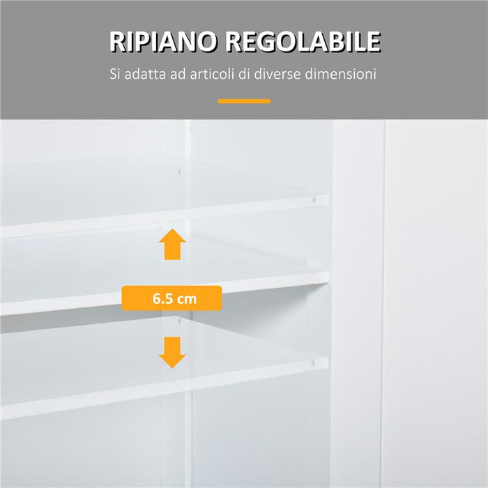 MOBILE BAGNO A 2 ANTE CON RIPIANO REGOLABILE E 2 CASSETTI IN LEGNO 60X30X75 CM BIANCO