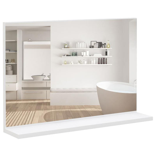 SPECCHIO BAGNO DA PARETE CON MENSOLA DESIGN MODERNO E MULTIUSO 60X12X40 CM BIANCO