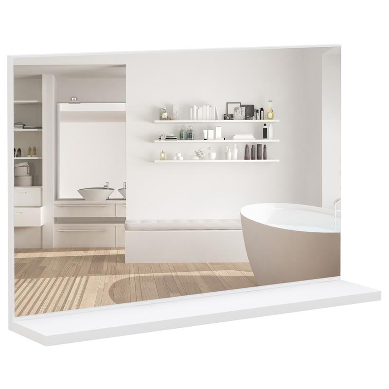 SPECCHIO BAGNO DA PARETE CON MENSOLA DESIGN MODERNO E MULTIUSO 60X12X40 CM BIANCO