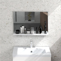 SPECCHIO BAGNO DA PARETE CON MENSOLA DESIGN MODERNO E MULTIUSO 60X12X40 CM BIANCO