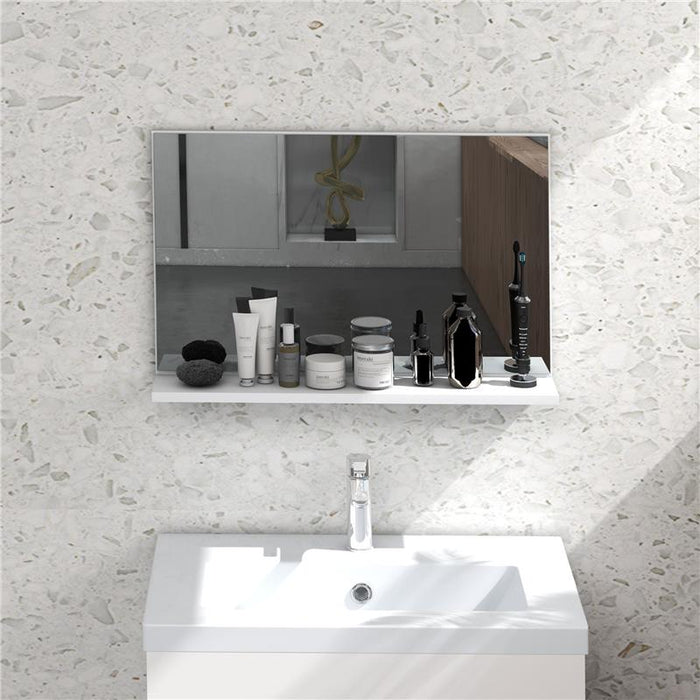 SPECCHIO BAGNO DA PARETE CON MENSOLA DESIGN MODERNO E MULTIUSO 60X12X40 CM BIANCO