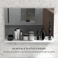 SPECCHIO BAGNO DA PARETE CON MENSOLA DESIGN MODERNO E MULTIUSO 60X12X40 CM BIANCO