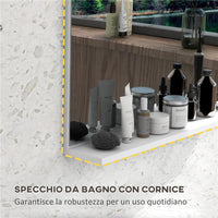 SPECCHIO BAGNO DA PARETE CON MENSOLA DESIGN MODERNO E MULTIUSO 60X12X40 CM BIANCO