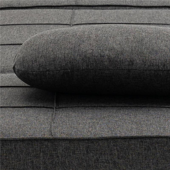 POLTRONA LETTO 3 IN 1 CON SCHIENALE REGOLABILE E CUSCINO IN TESSUTO EFFETTO LINO 95X179X78 CM GRIGIO