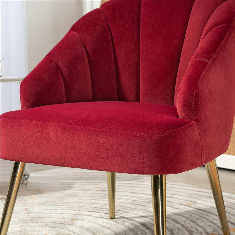 POLTRONCINA DA CAMERA E SALOTTO A CONCHIGLIA STILE ART DECO VELLUTATO E ACCIAIO 63X65X84 CM ROSSO
