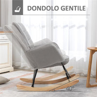 POLTRONA A DONDOLO IMBOTTITA IN LEGNO E ACCIAIO CON RIVESTIMENTO BOUCLÚ 71X98X101 CM GRIGIO