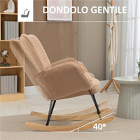 POLTRONA A DONDOLO IMBOTTITA IN LEGNO E ACCIAIO CON RIVESTIMENTO BOUCLÚ 71X98X101 CM MARRONE