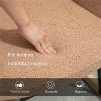 POLTRONA A DONDOLO IMBOTTITA IN LEGNO E ACCIAIO CON RIVESTIMENTO BOUCLÚ 71X98X101 CM MARRONE