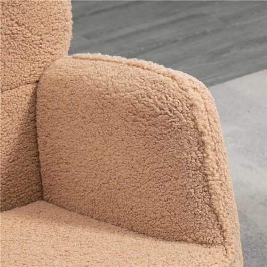 POLTRONA A DONDOLO IMBOTTITA IN LEGNO E ACCIAIO CON RIVESTIMENTO BOUCLÚ 71X98X101 CM MARRONE