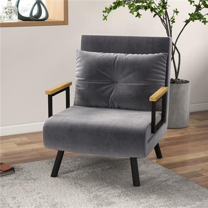 POLTRONA LETTO 3 IN 1 CON SCHIENALE RECLINABILE IN 5 POSIZIONI E CUSCINO 63X73X81 CM GRIGIO SCURO