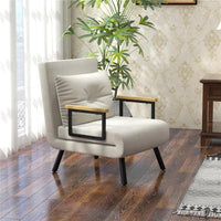 POLTRONA LETTO 3 IN 1 CON SCHIENALE RECLINABILE E CUSCINO IN TESSUTO EFFETTO VELLUTO 63X73X81 CM CREMA